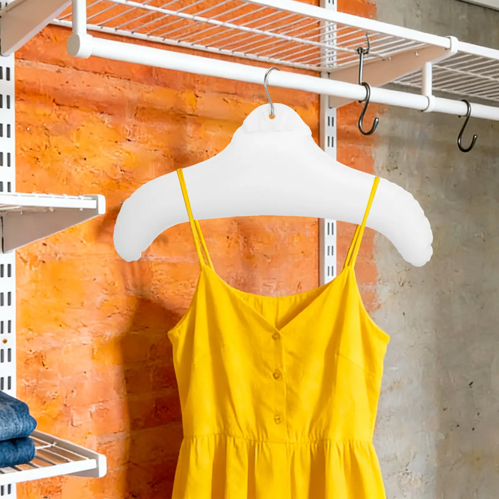 5 Pcs Clothe Fabric Inflatable Drying Rack Hanger Folding Hangers Black Clothes