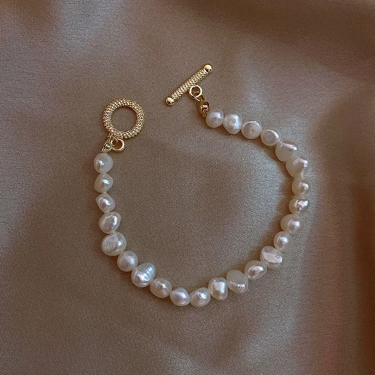 Promotion Natural Baroque Freshwater Pearl Simple Design 14K Gold Filled Female Jewelry Sets For Women Necklace Bracelet