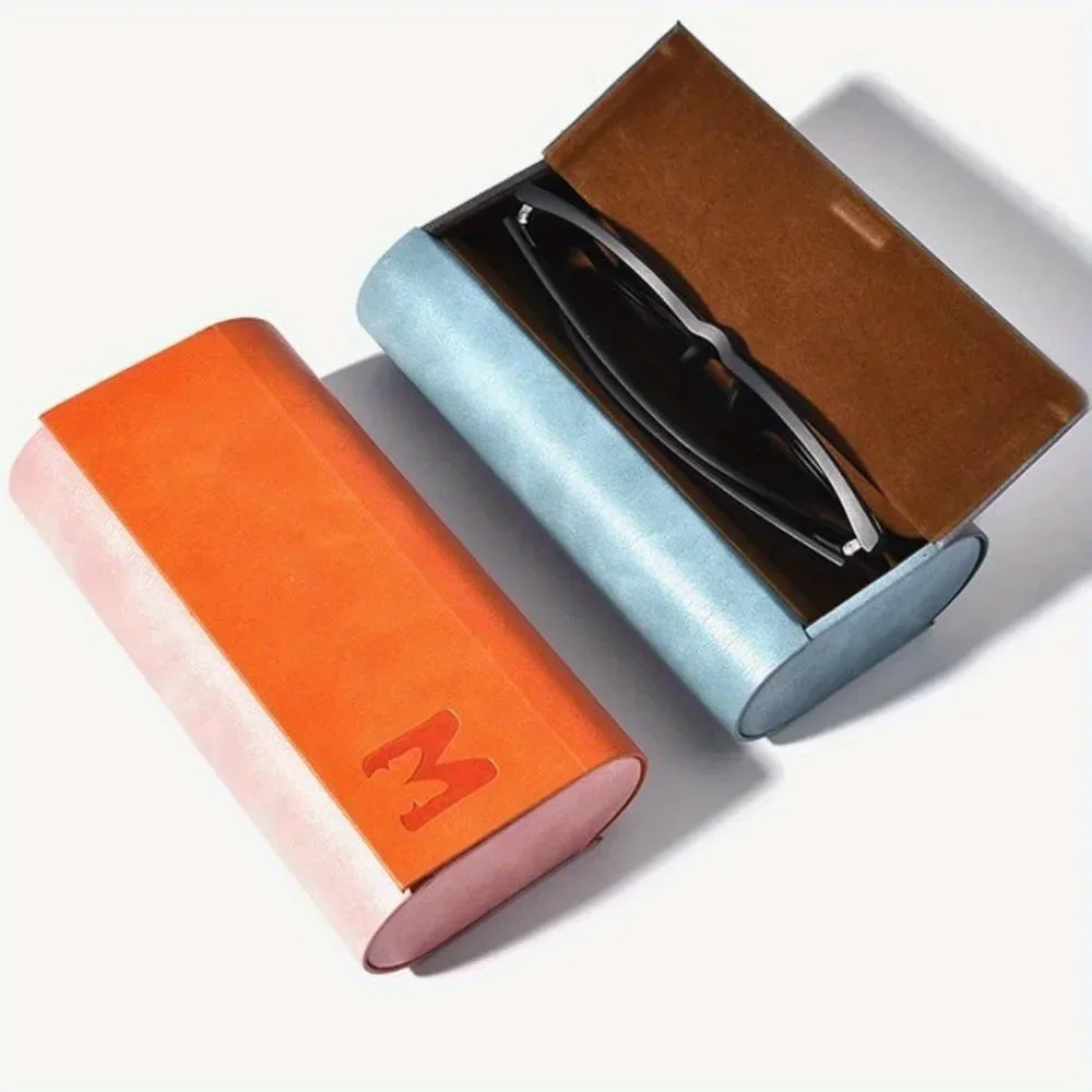 1 fashionable double-layer glasses case - portable and durable frame, scratch resistant blue or orange storage box image 2