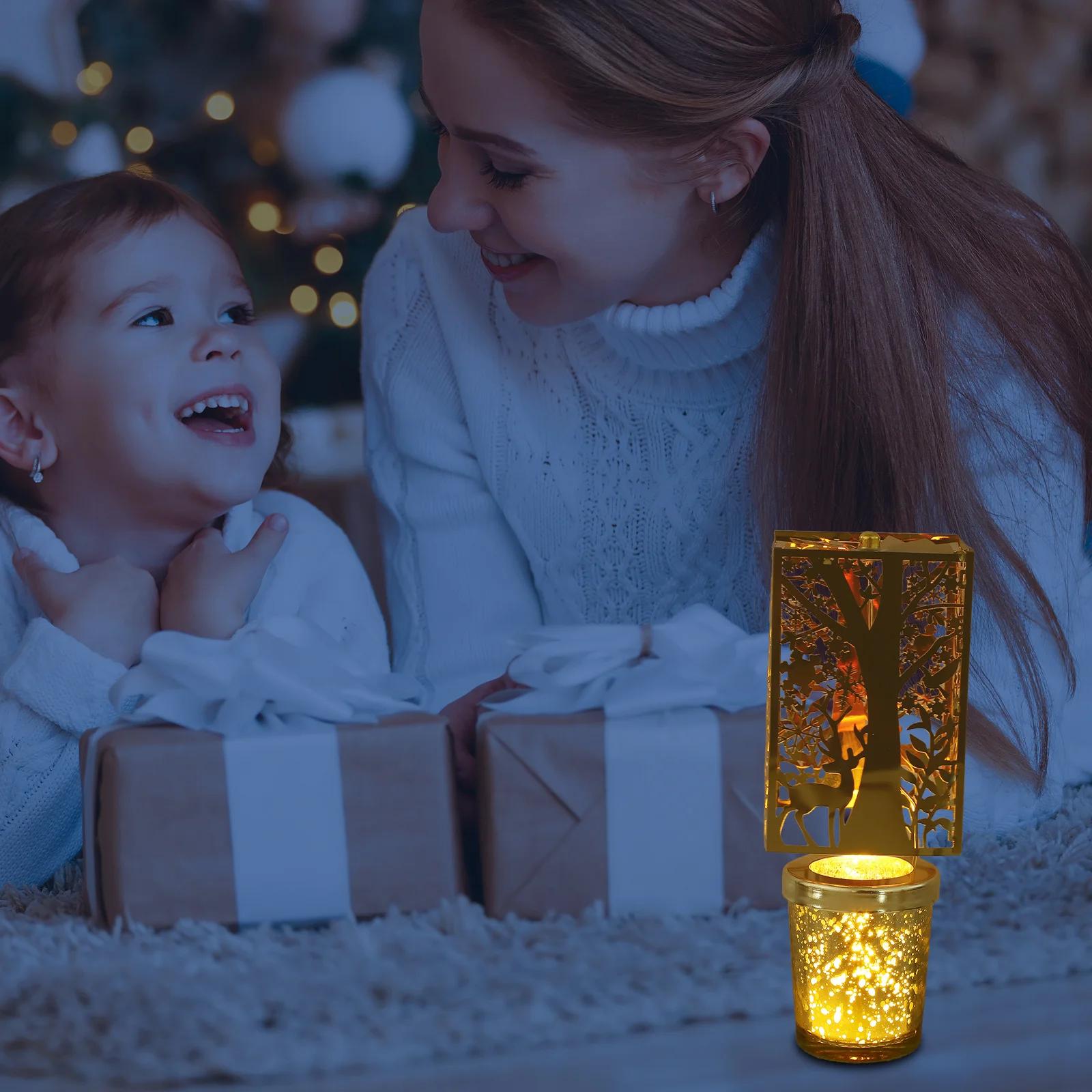 

Christmas Rotating Holder Luxurious Gold Metal Spinner Carousel for Holiday Gathering Table Centerpiece Decor