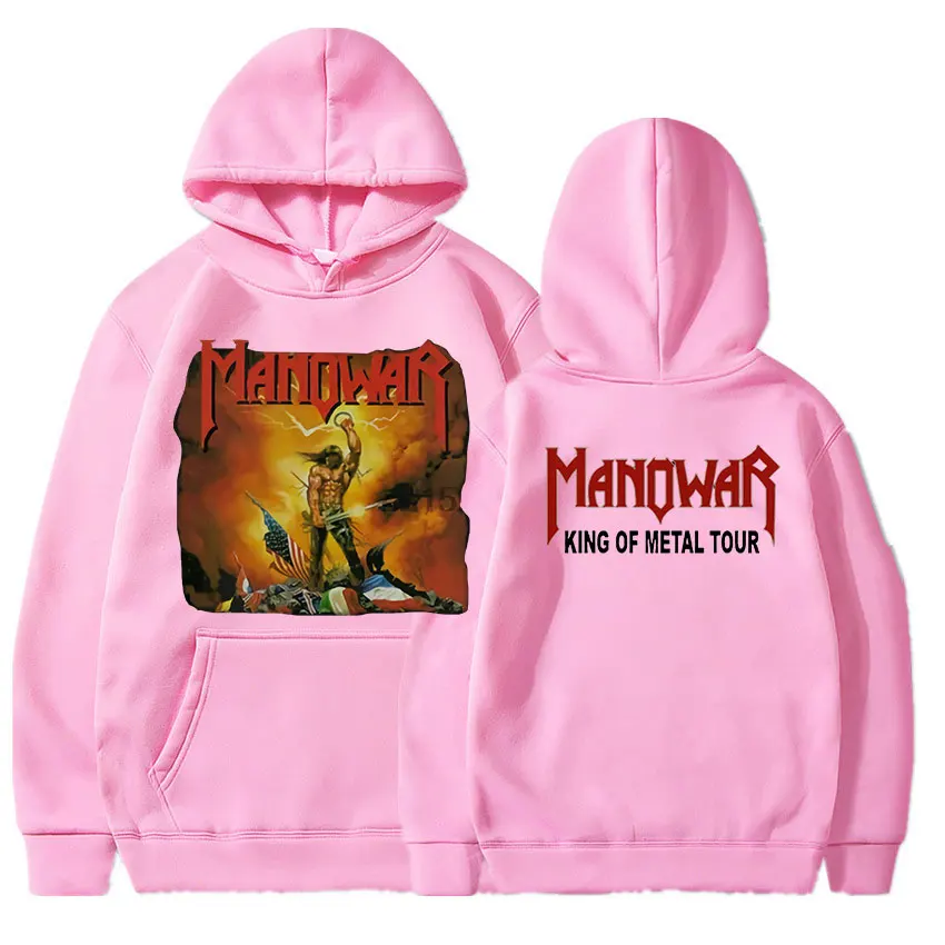 Manowar-hoodie masculino de algodão, moda streetwear, manowar, rei do metal vtg 1989