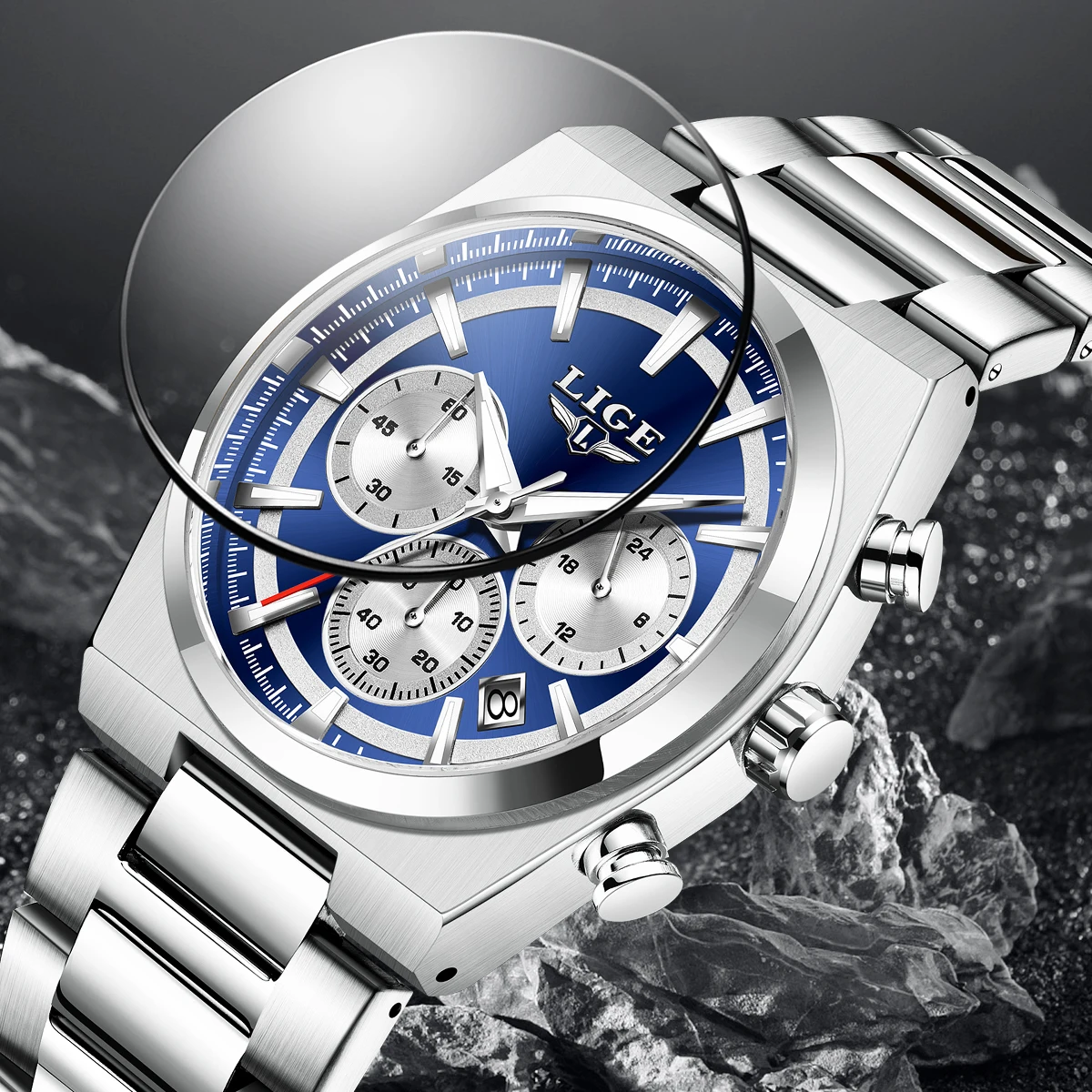 Reloj LIGE de lujo para hombre, resistente al agua, luminoso, de moda, para negocios, con fase lunar, reloj de cuarzo para hombre, reloj masculino, reloj de hombre
