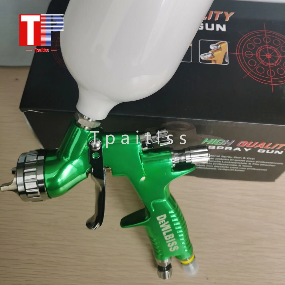 Tpaitlss green Spray Gun LITE 1.3mm Nozzle 600ml cup LVMP Car Pain Tool for Varnish and primer