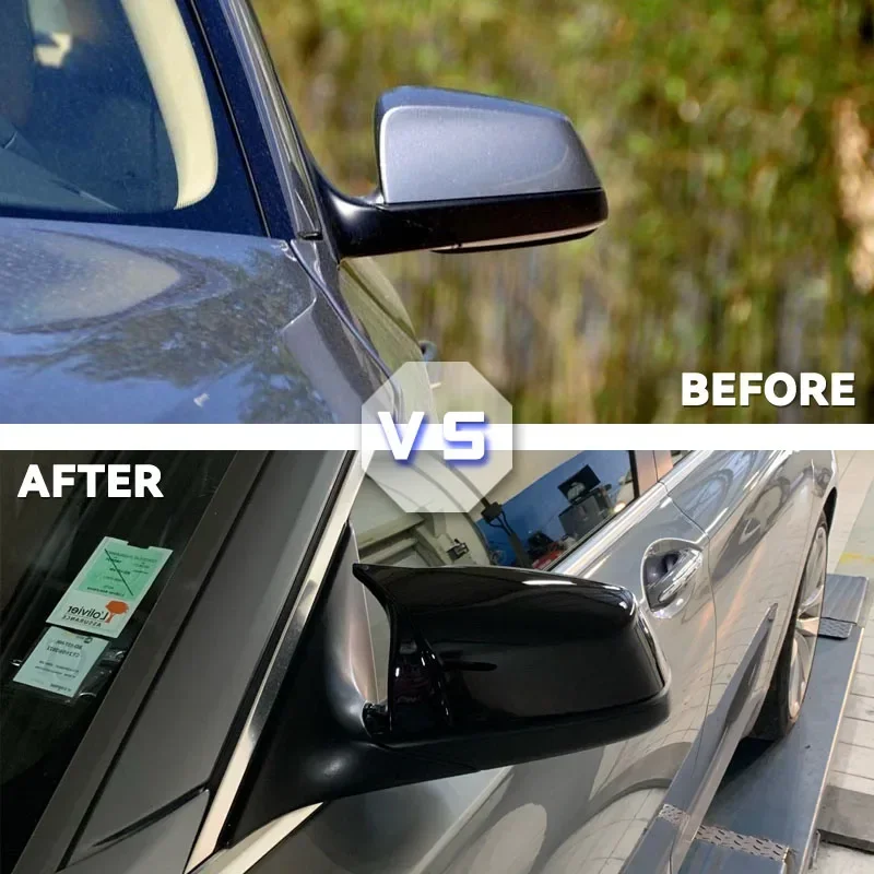 For BMW 5 6 7 Series E60 E61 E63 E64 F06 F07 F10 F11 F13 F01-F04 Carbon Fiber pattern Black Side Wing Rearview Mirror Cover Cap
