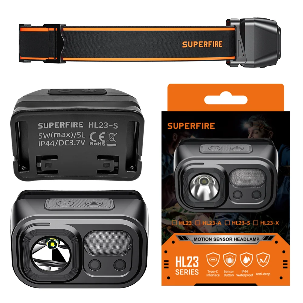 SUPERFIRE Mini Leistungsstarke Wandern Camping Scheinwerfer USB C Wiederaufladbare Kopf Licht LED Sensor Scheinwerfer Front Kopf Lampe Für Arbeiten – Detail 6