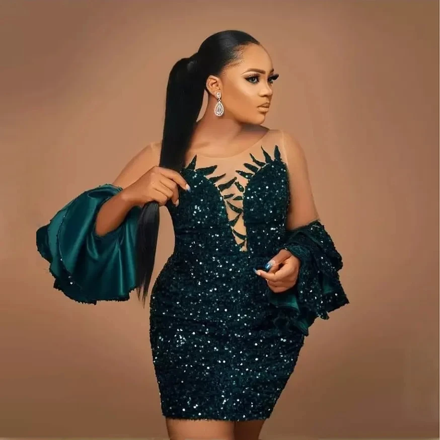 

Блестящие короткие платья для выпускного вечера для темнокожих девушек, прозрачные платья с пайетками для дня рождения, африканские коктейльные платья, платья для выпускного бала на заказ