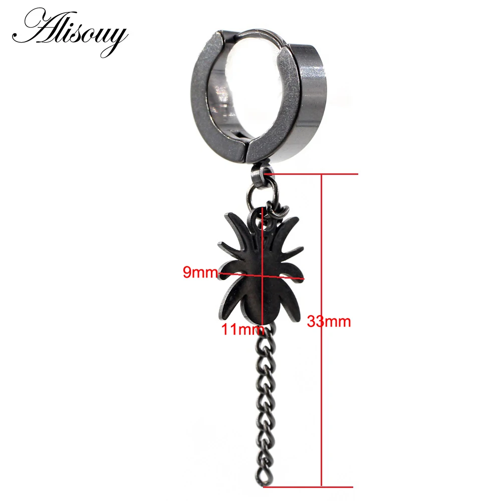Alisouy 2PC Stainless Steel Chain Hoop Earrings For Women Men Trendy Goth Pop Hip Hop Pendants Ear Jewelry Accessories Earring
