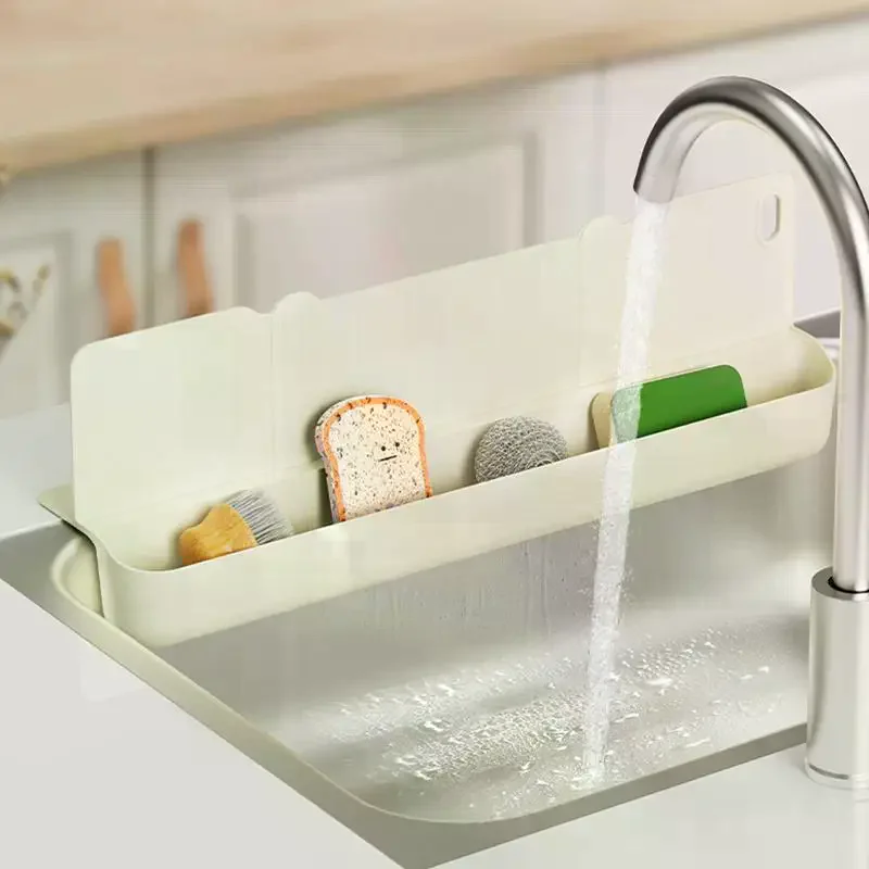 Silicone Sink Splash Guard With Waterproof And Splash-proof Design, Drain And Storage Tray For Dishwashing And Kitchenware