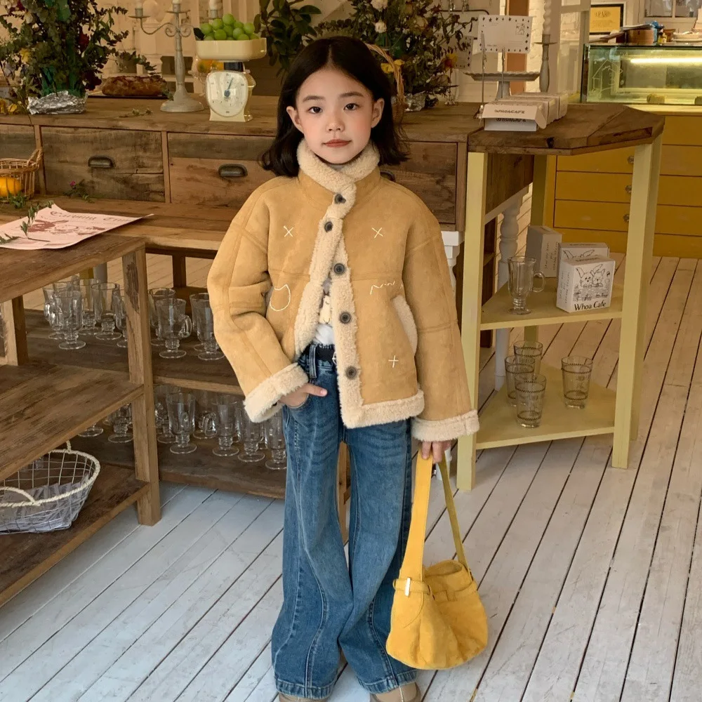 

Girls Fur Integrated Coat 2025 Winter New Children's Coat Thickened Warm Winter Girls Top Children's Clothing