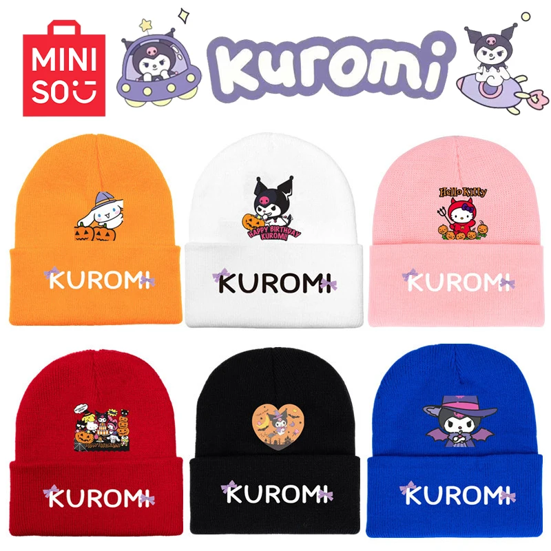 MINISO Хэллоуин НОВАЯ шапка Kulomi Kuromi аниме зимняя Вельветовая шапка осень зима подарки на день рождения для мужчин и женщин