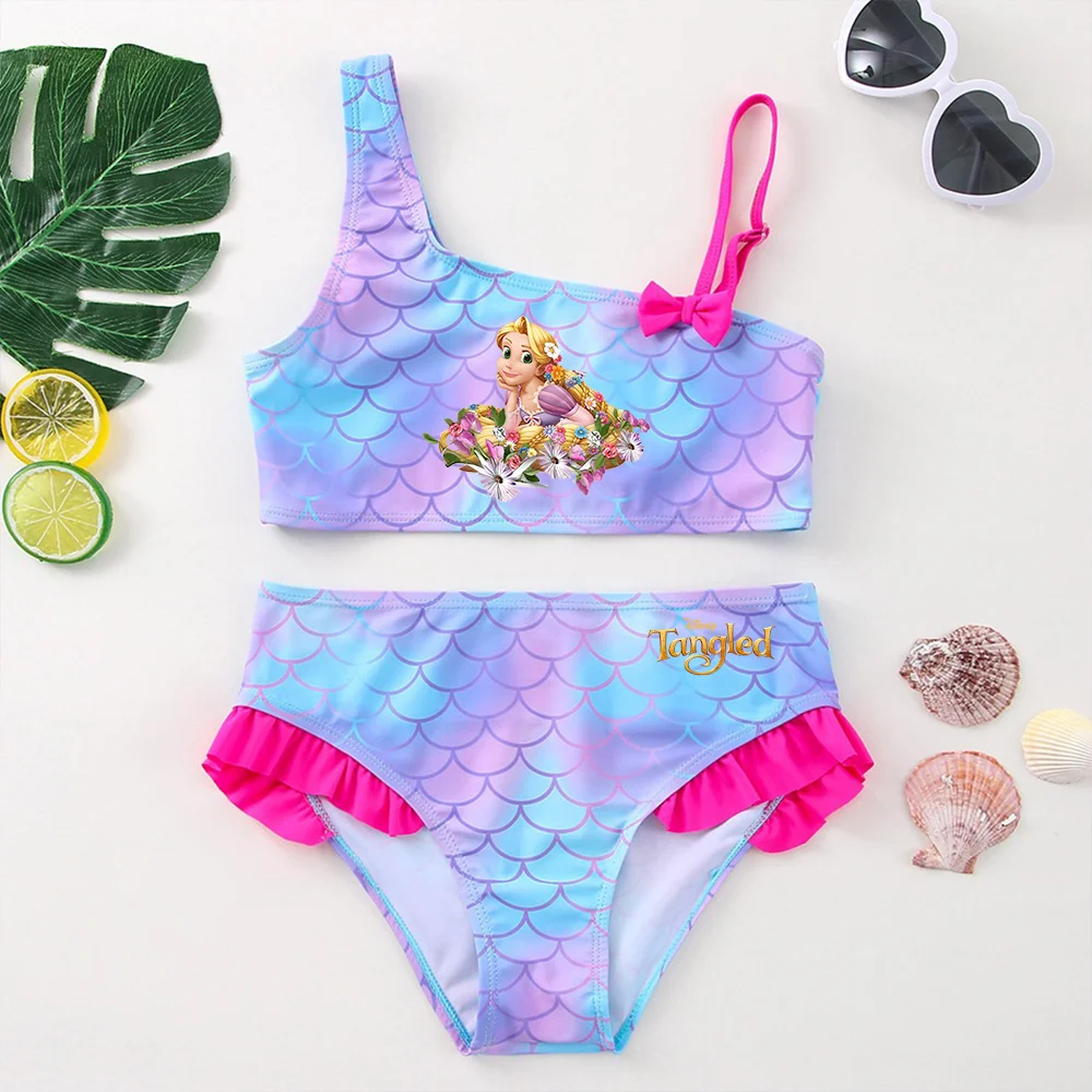 Tankini de Rapunzel enredado para niñas, trajes de baño de princesa, ropa de playa de verano, trajes de baño, vestidos de Bikini de dos piezas