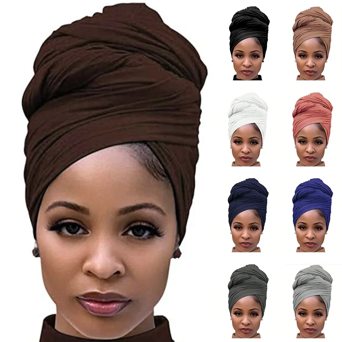 

African headties Women Turban Long Headscarf Head Wraps Women Hijab Wrapped Head Scarf Hat Cap Turbante Hair Accessories Nigeria