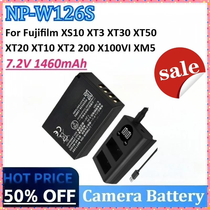 

NP-W126S 7.2V 1460mAh Camera Battery with USB-C Fast Charging for Fujifilm XT30II XM5 XS10 XT30 X100VI X100V XE4 A5 XT20 Cameras