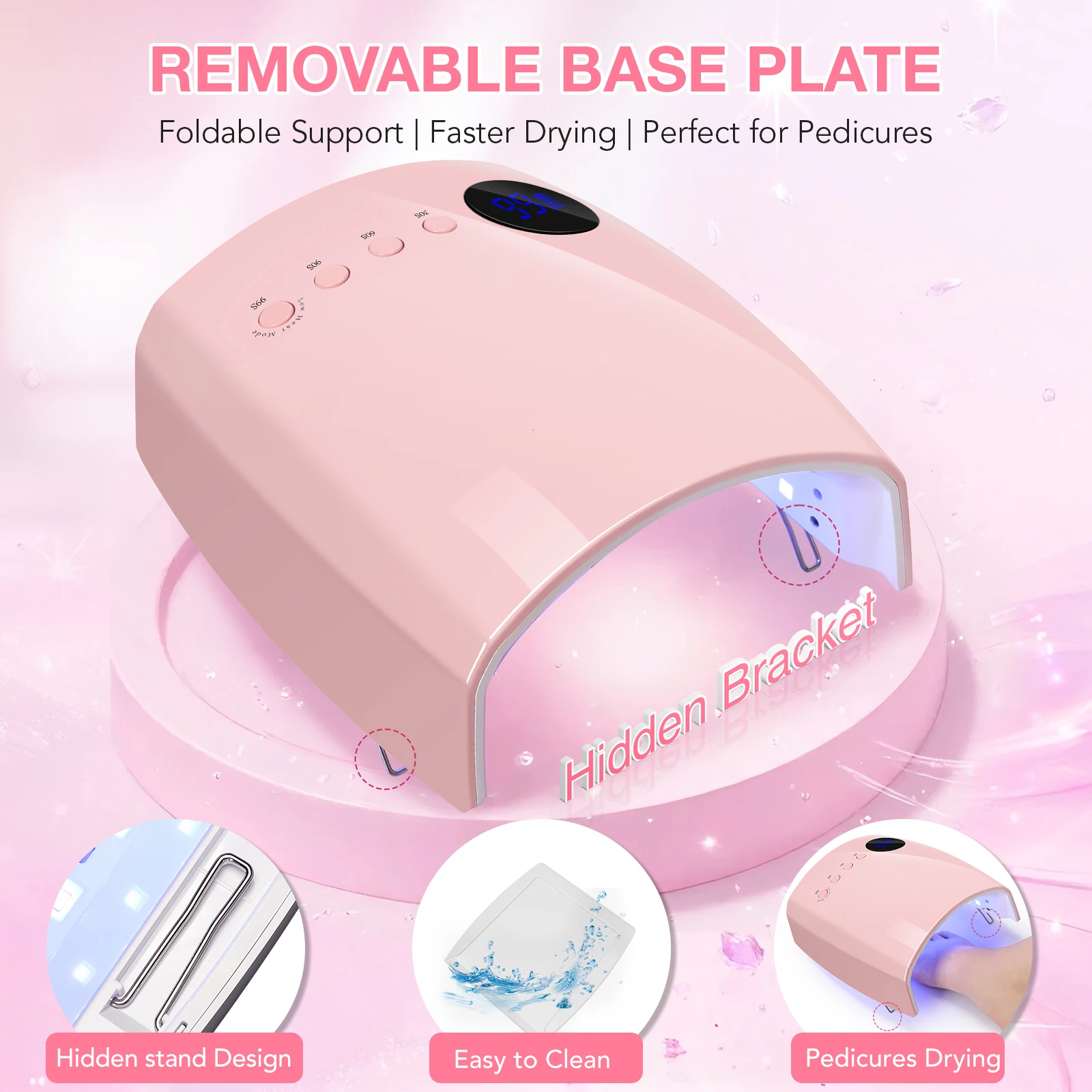 45LEDS Nail Lamp Rechargeable Gel Polish Drying Lamp With Smart Sensor & 4 Timer Setting Wireless Nail Drying Lamp Manicure Tool
