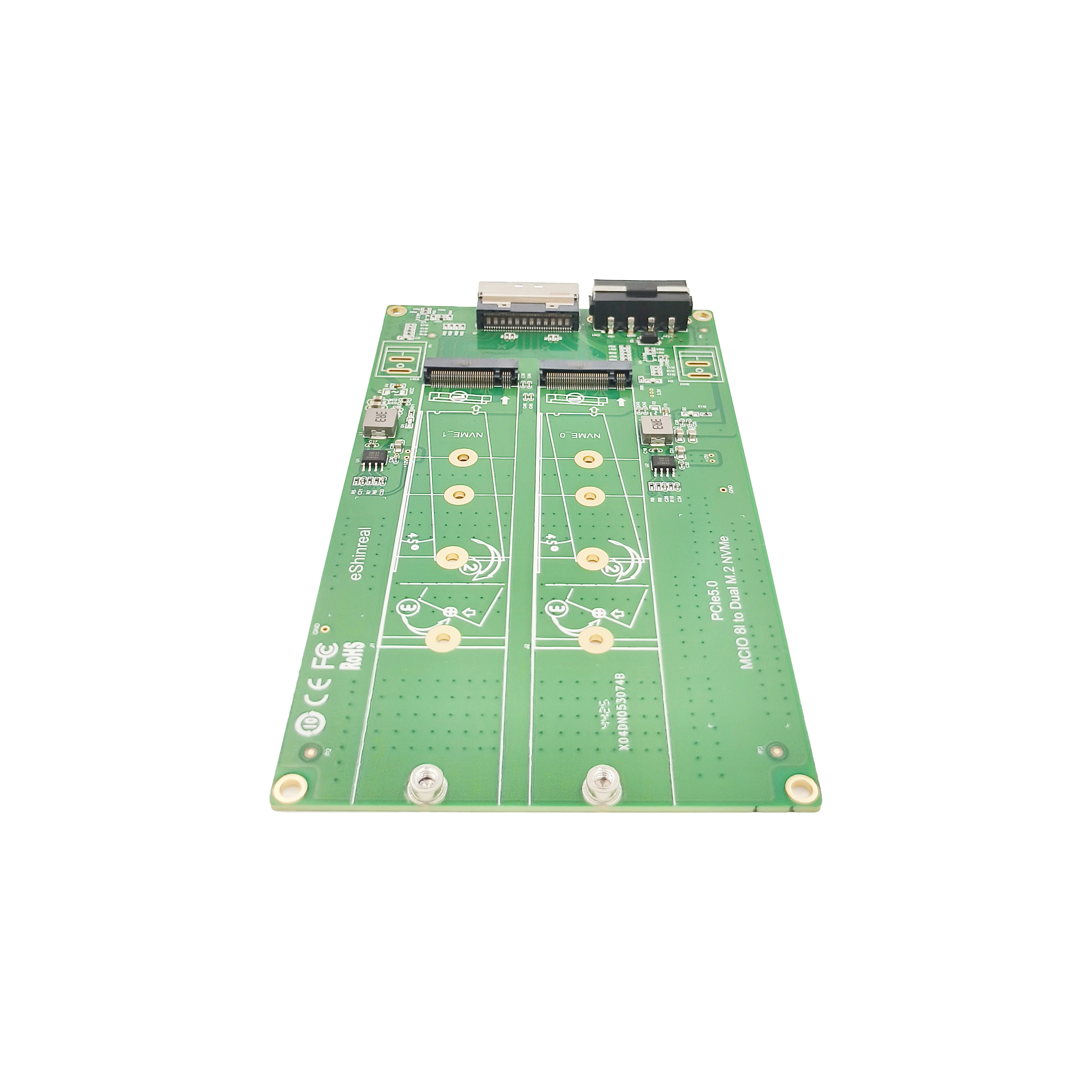 Adaptor Shinreal MCIO x8 ke 2 M.2 Gen5 NVMe SSD PCIe5.0