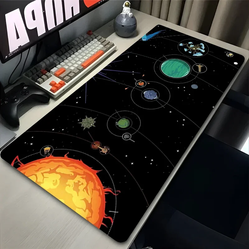 Mauspad XXL Anime Gamer Outer Wilds Mousepad Laptop Universe Space Solar System HD Schreibtischunterlage PC Gaming Zubehör Tastaturpad