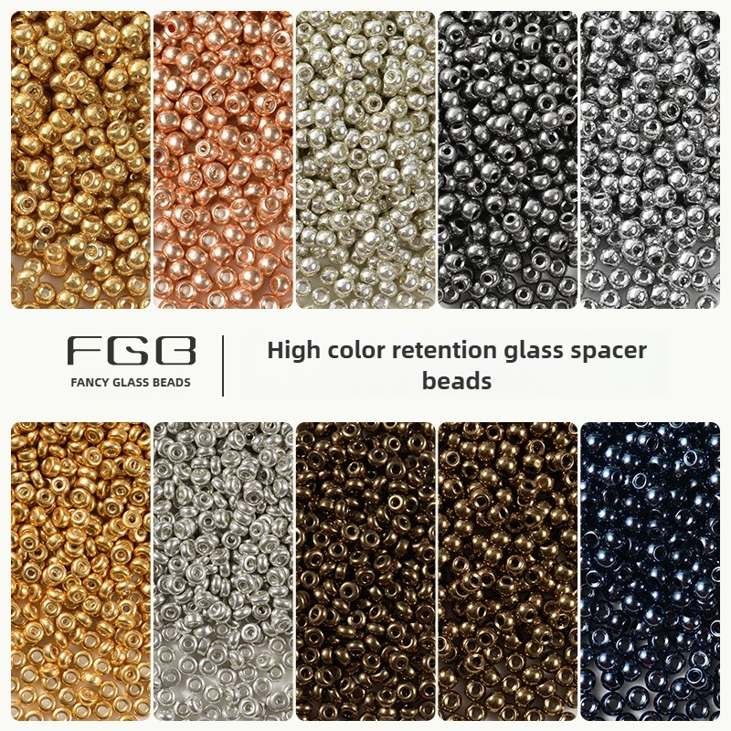 FGB Colorfast Spacer Beads Gold Silver Plated Glass Donut Beads for DIY Jewelry, Multi-Color Mixed Loose Beads FGB​