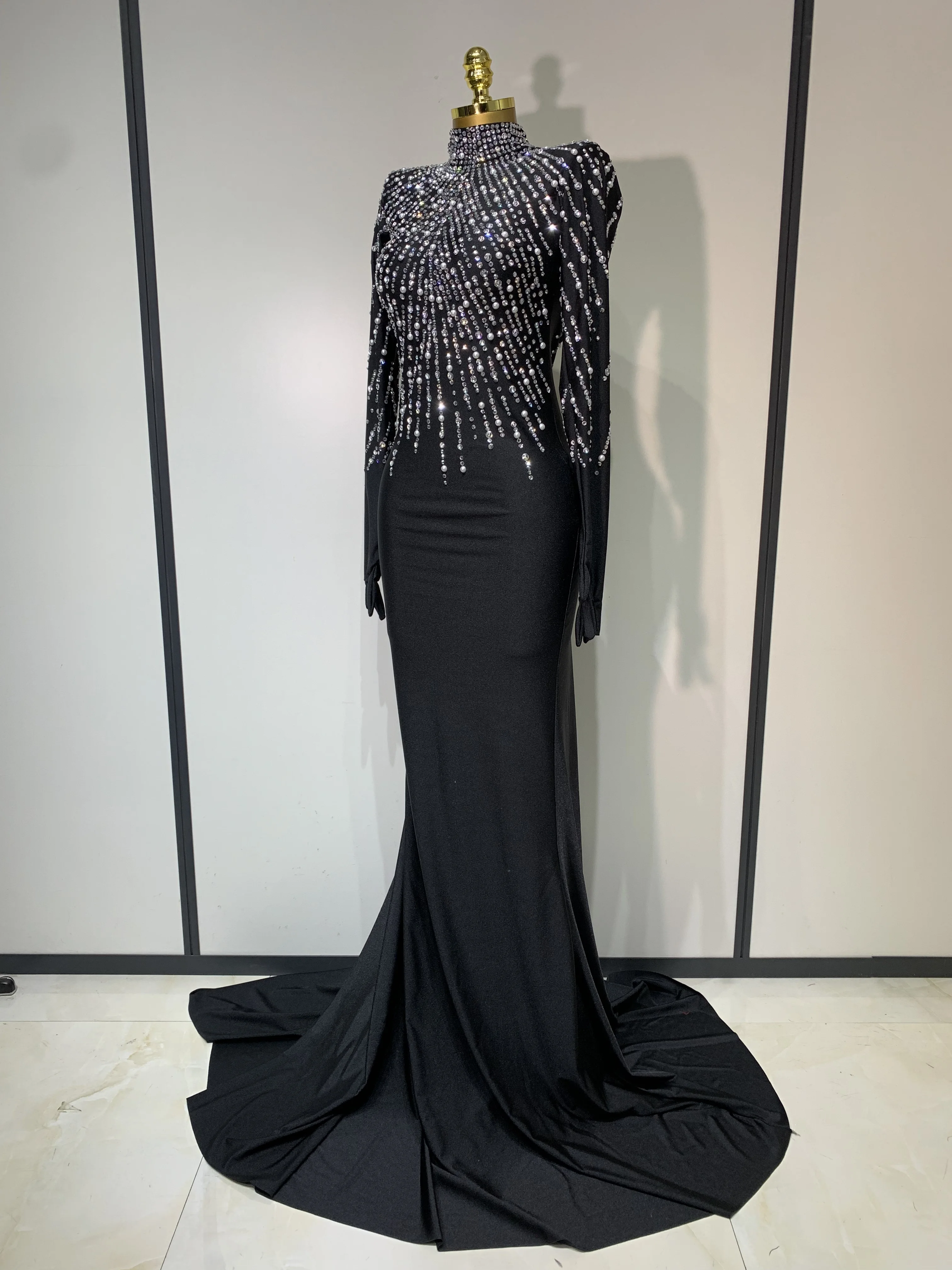 Women Sexy Long Sleeve Luxury Diamonds Maxi Long Bodycon Dresses Celebrity  Elegant Red Carpet Show Evening Party Birthday Dress - AliExpress 200000345