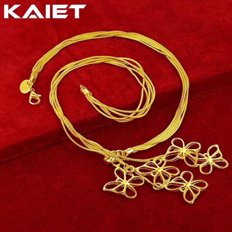 

KAIET 925 Sterling Silver Five Butterfly Pendants Necklace Plated With 18K Gold Wedding Party For Women Charm Fine Jewelry