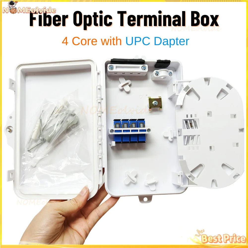 

5pcs Box FTTH Core Termination 4 Port Optical Distribution FTTX Fiber Optic Splitter UPC