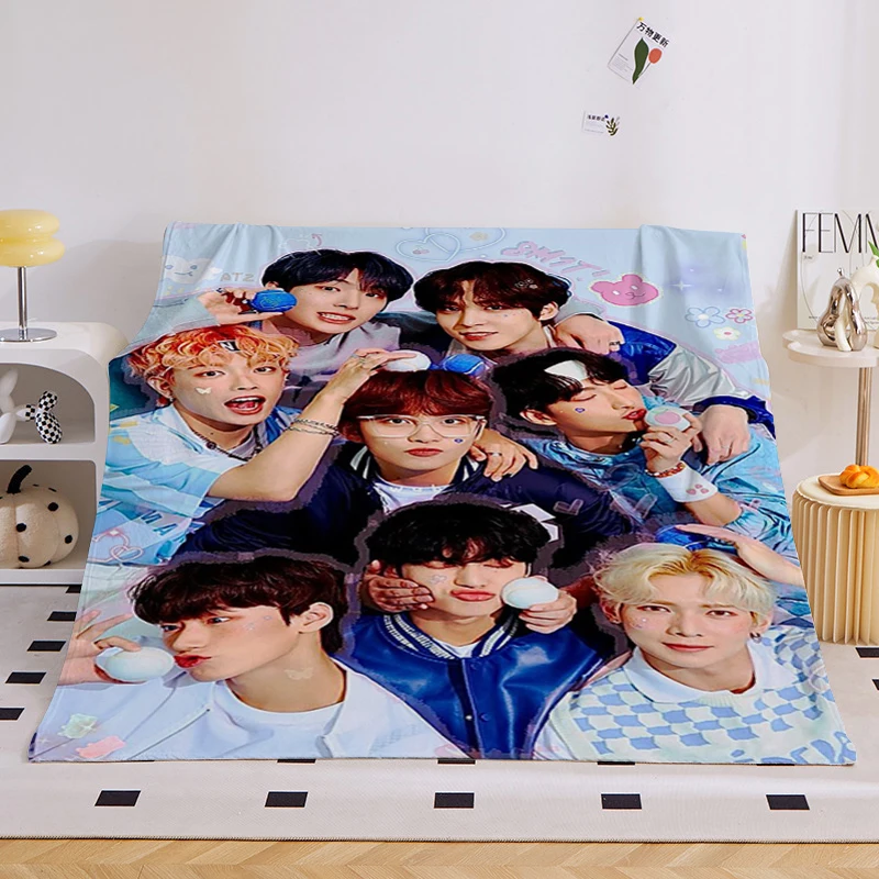 

King Size Blanket Sofa Winter B-Ateez Kpop Warm Bed Fleece Camping Throws Custom Nap Fluffy Soft Blankets Microfiber Bedding