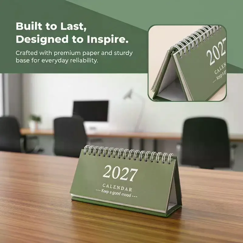 2027 Solid Morandi Color Mini Desk Calendar Standing Flip Monthly Planner Office Home Student Desktop Decor Stationery Gift