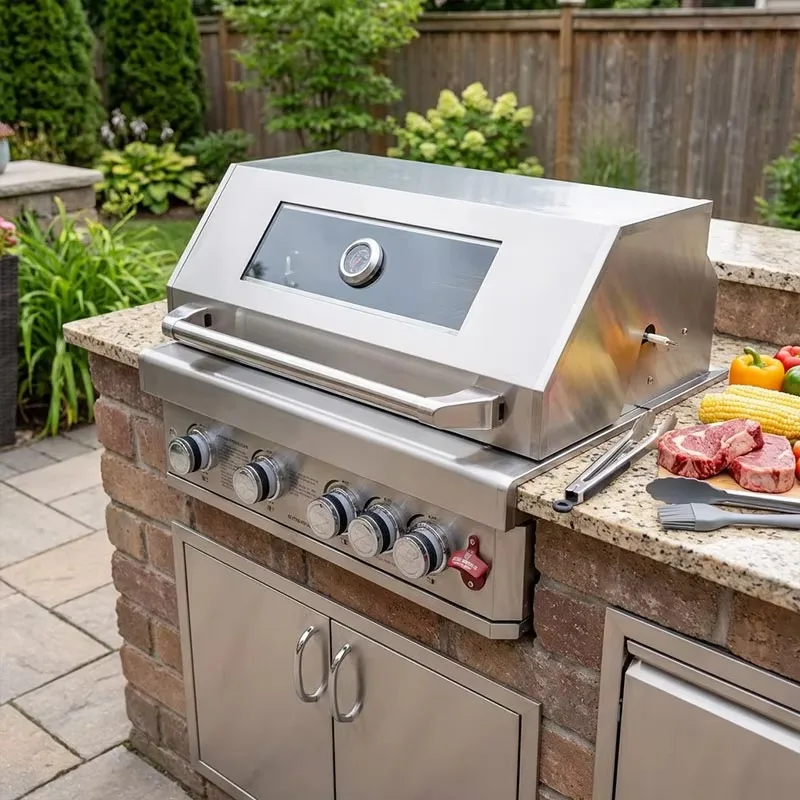 

Stainless Steel 5 7 Burners Built-In Propane Gas BBQ Grill for Football Fan Zone Parties