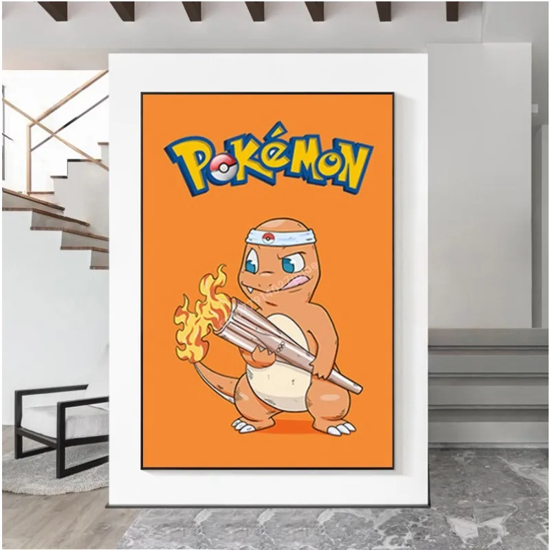 Van Gogh Museum Pokemon Anime Figures Pikachu Watercolor Painting Canvas HD Posters and Prints Wall Art Picture for Christmas