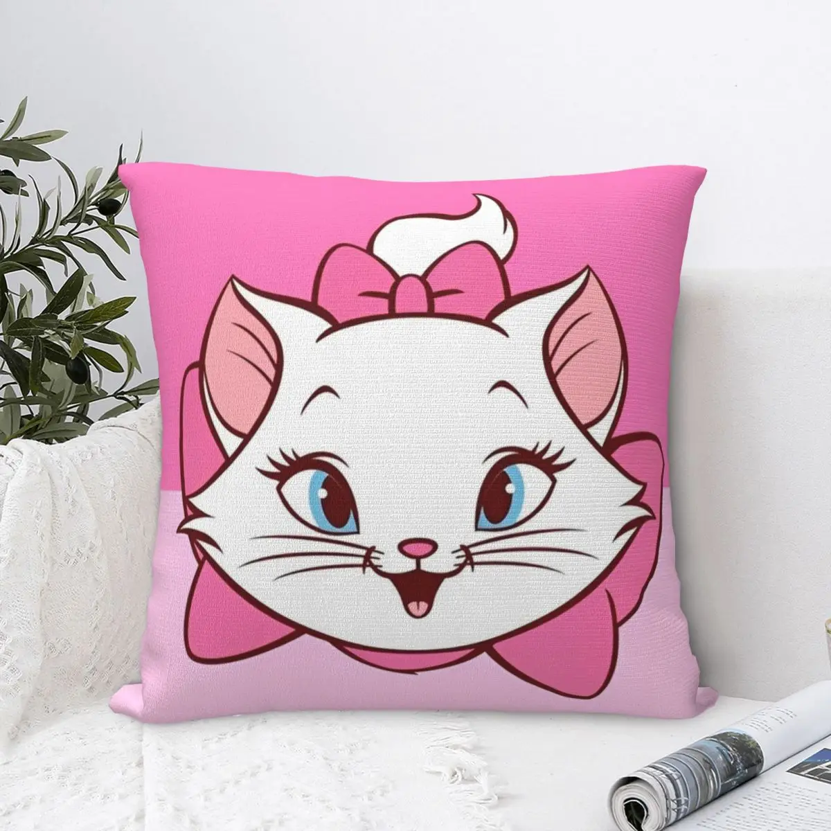 Cute Kitty Heart Marie Cat Pillow Case Kawaii Fun Pillow Cover Polyester Printed Cushion Cover Pillowcases For Living Room Chair