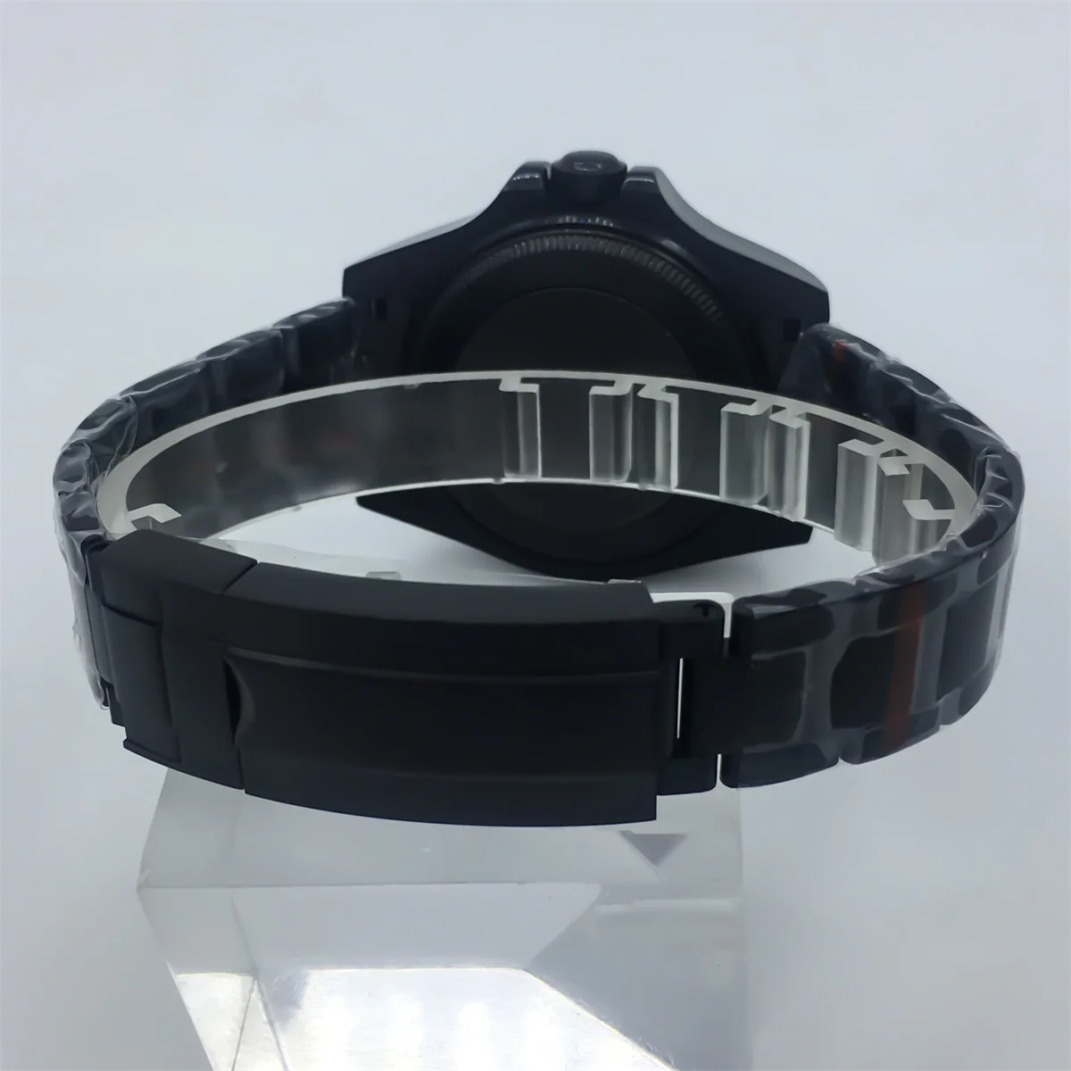 メンズブラックウォッチ,発光ベゼル,サファイアガラス,nh70ムーブメント,中空スケルトン,ブルー,グリーン,ホワイト,ライトダイヤル,一方向,43mm