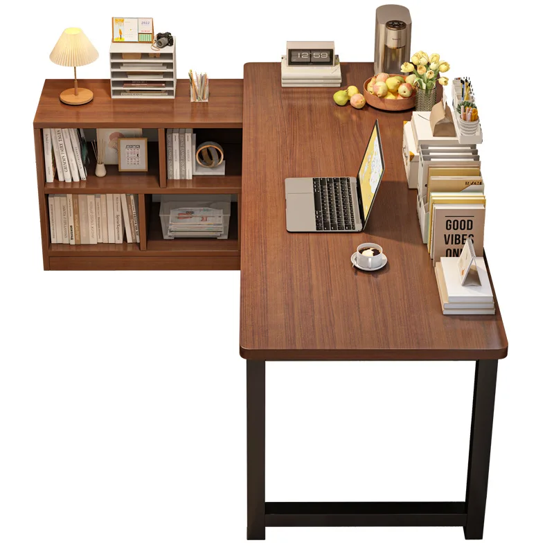

Computer desk Desktop household bookshelf Integrated corner learning and writing workbench L-shaped