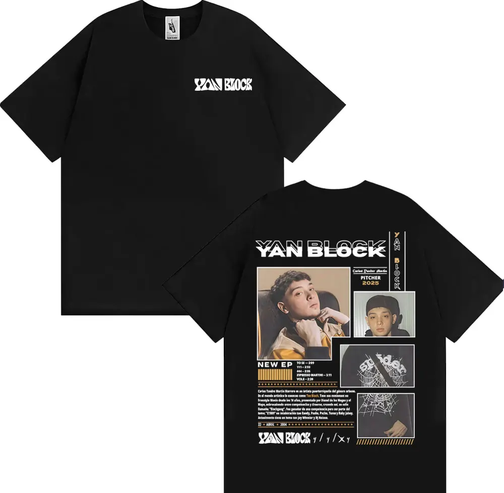 Rapper Yan Block Carlos Yandre Tour Merch T Shirts Men Harajuku Hip Hop Punk T Shirt Summer Tops Loose Casual T-shirt