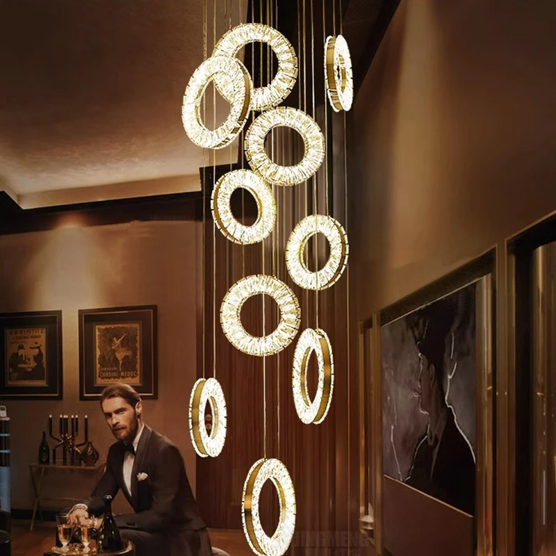 

Modern Home Decoration Crystal Chandelier, Stair Pendant Lamp, Living Room Pendant Lights, Interior Lighting