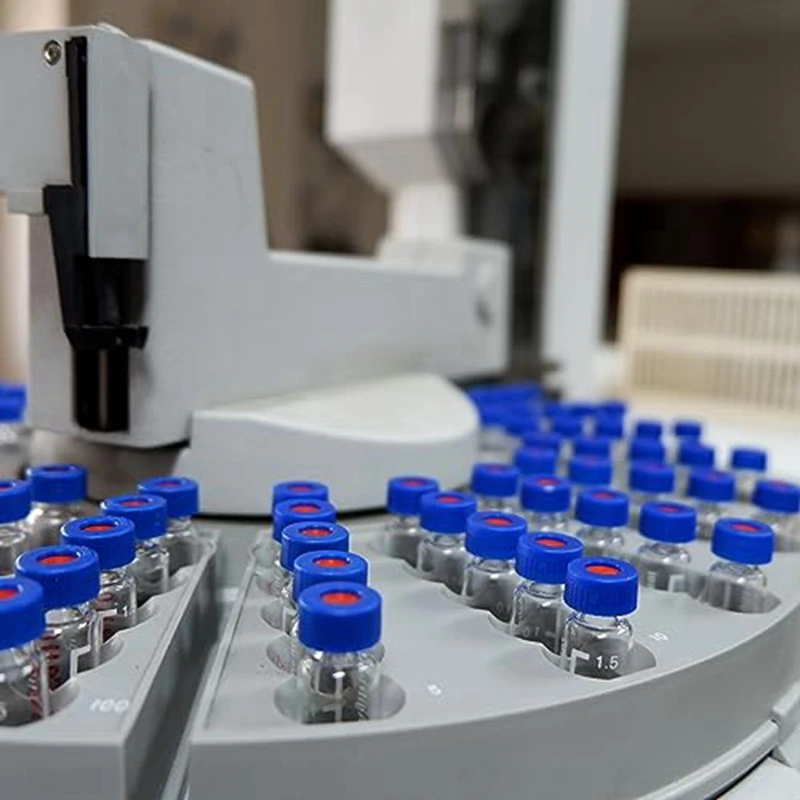 100팩 HPLC/GC 바이알 9-425 실험실 앰버 바이알 샘플 바이알 스크류 캡 쓰기 패치 브라운