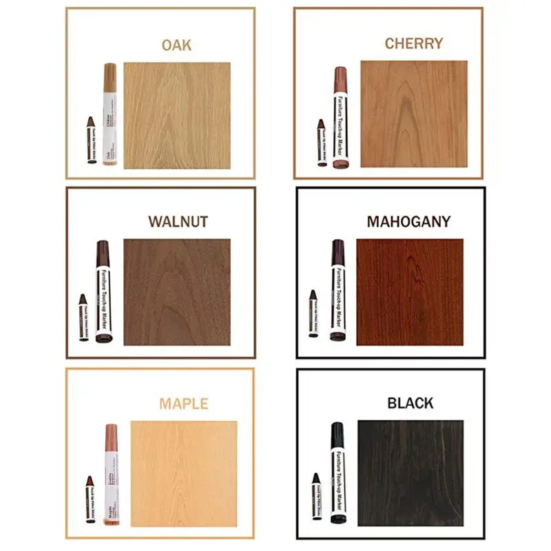 Wood Stain Touch-Up Marker Wood Furniture & Floor Pens Scratch Repair Marker Wax Sticks for Home, Carpenters