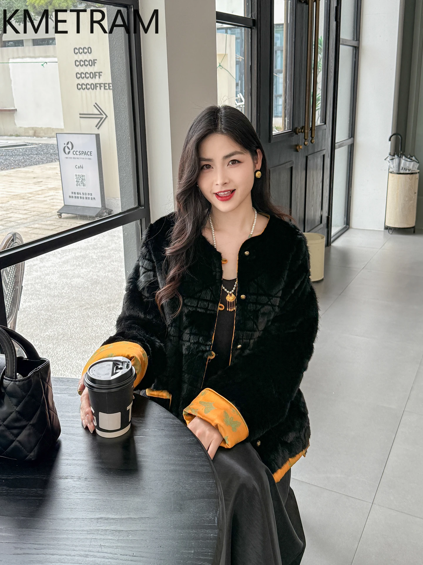 KMETRAM 100% 밍크 리얼 퍼 코트 양면 여성 겨울 재킷 2025 짧고 스타일리시한 여성 의류