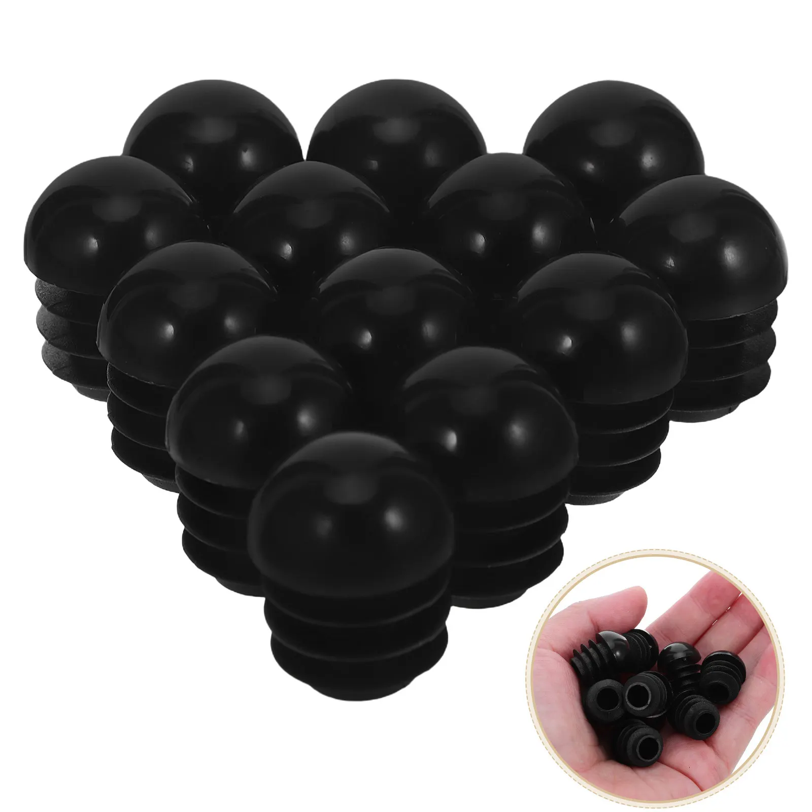 

24Pcs Round Tube Plugs Precise Sealing Black Plastic End Caps for Furniture Legs Chair Inserts Tube Pipe Covers