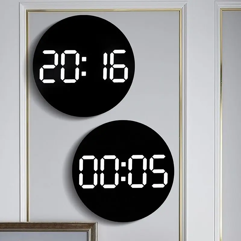 Minimalist Round Electronic Wall Clock 5501 Multifunctional Silent Home Clock with Temperature Humidity for Living Room Decor