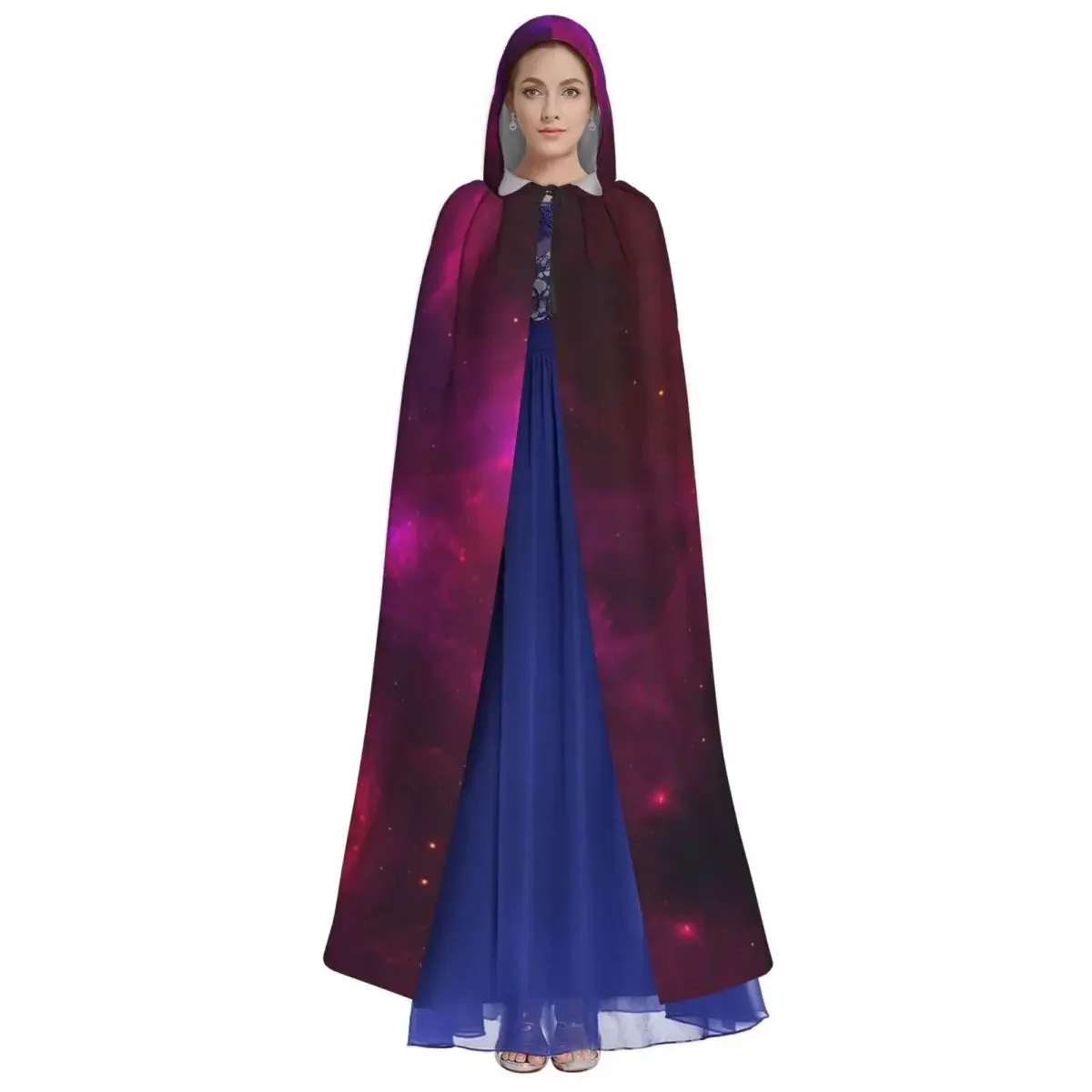 Starry Cosmos Galaxy Hooded Cosplay Costume Halloween Adult Long Party Cape