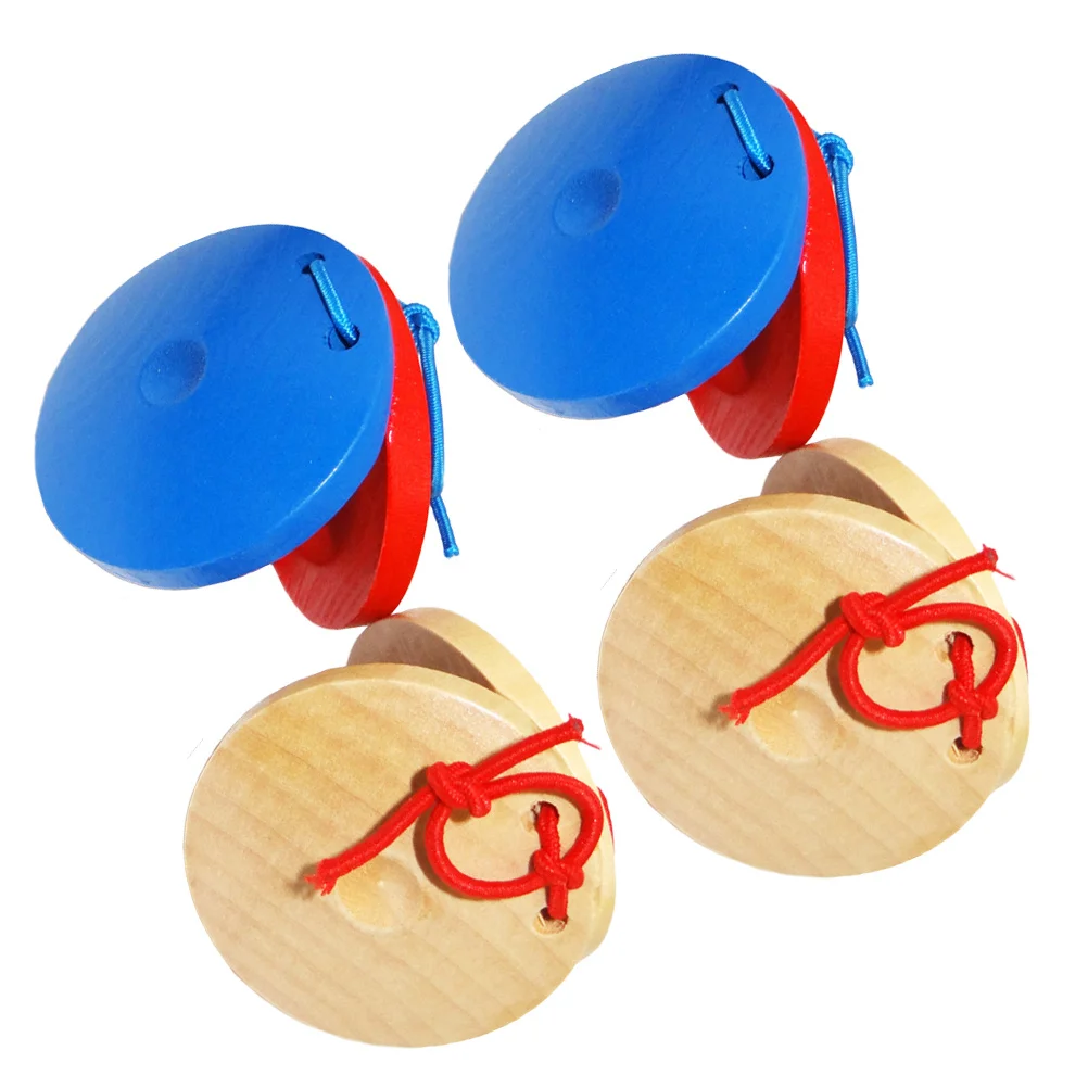 Castagnettes, Instruments de Percussion créatifs pour enfants, éducation musicale, couleurs assorties, jouets de Percussion pour enfants, 4 pièces
