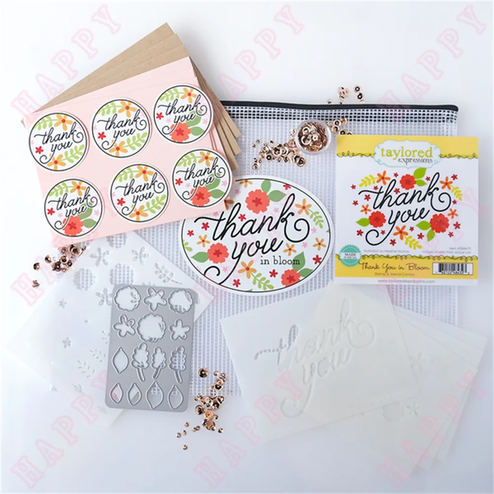 

Metal Cutting Dies Stencils Thank You In Bloom Card making Kit Template DIY Scrapbooking DIY Decoration Craft Embossing Moulds