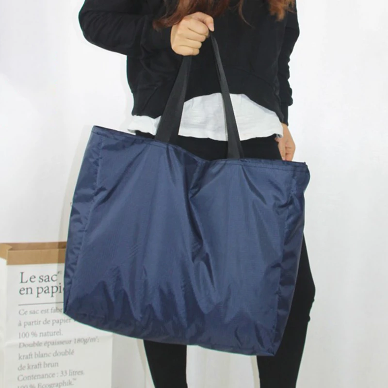 NONE Neue Mode Wasserdichte Reisetasche Große Kapazität Handheld Tasche Solide Lagerung Beutel Frauen Nylon Klapp Gepäck Handtaschen 9