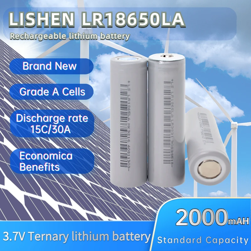 100pcs LISHEN 18650 LR1865LA 3.7v 2000Mah 10C Discharge Grade A+ NCM Battery rechargeable battery RV deep cycle battery