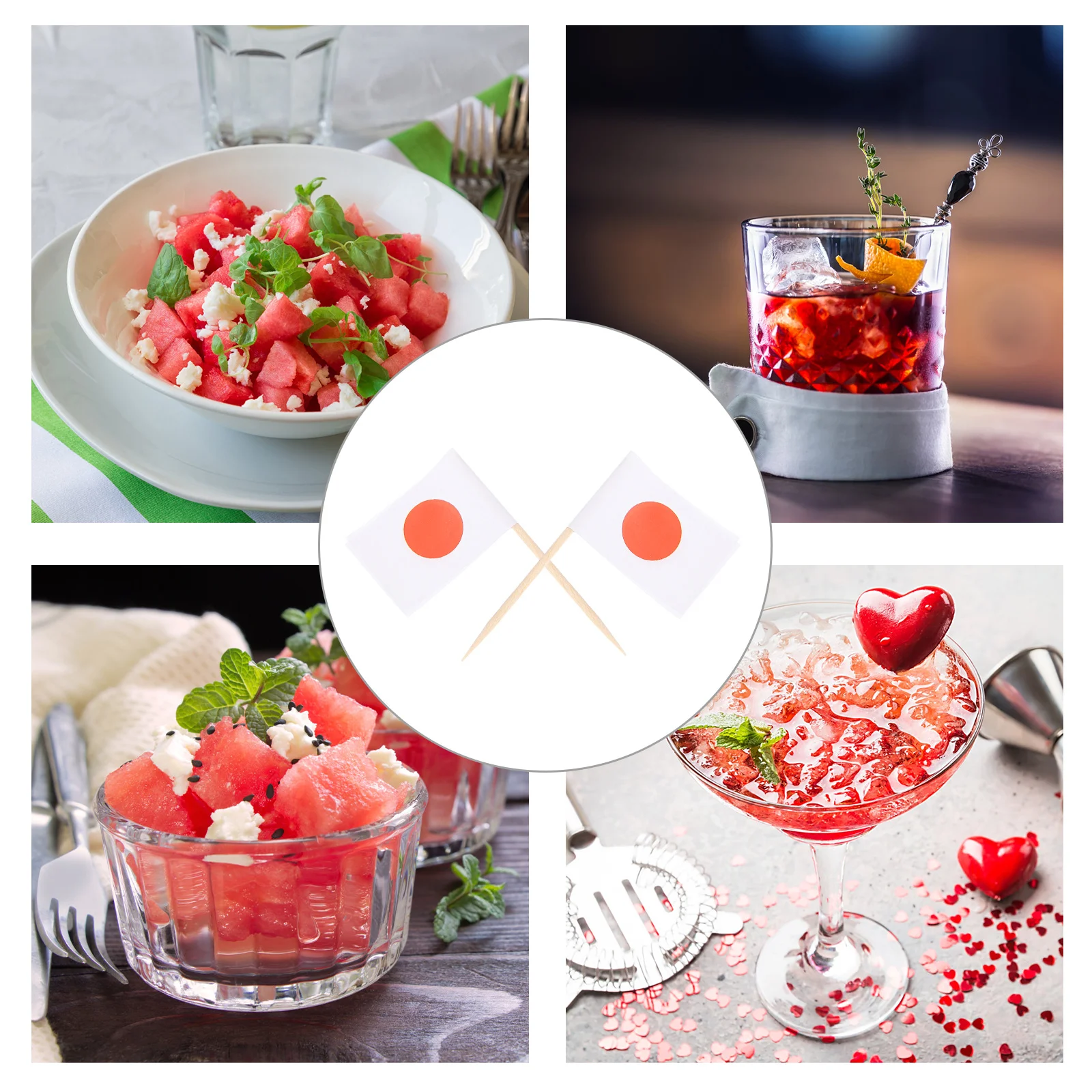 

200pcs Flag Picks Wooden Dessert Cocktail Toppers For Party Appetizer Fruit Skewers Beach Hawaiian Decoration Bar Tools