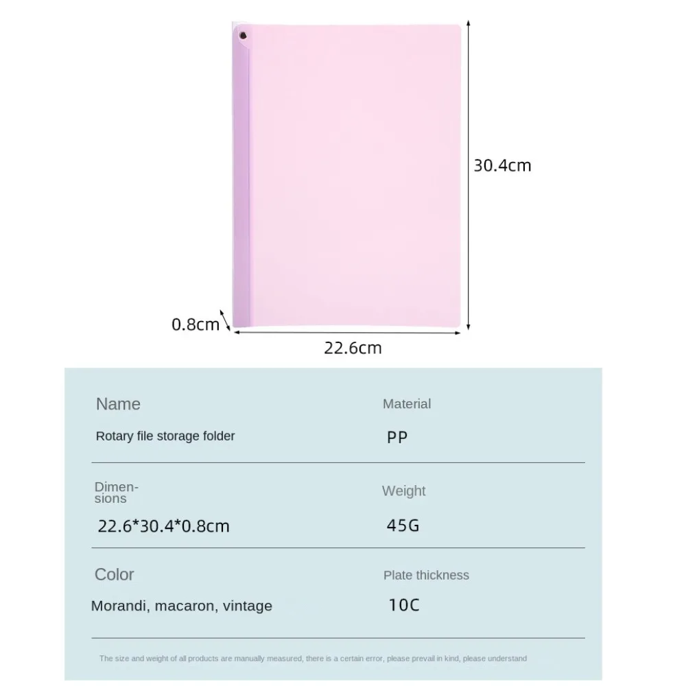 5 pz/set Cartella Rotativa A4 di Colore Solido Semplice Creativo Cartella Asta di Disegno Addensato A4 Asta Rotante File di Copertura File di Documenti