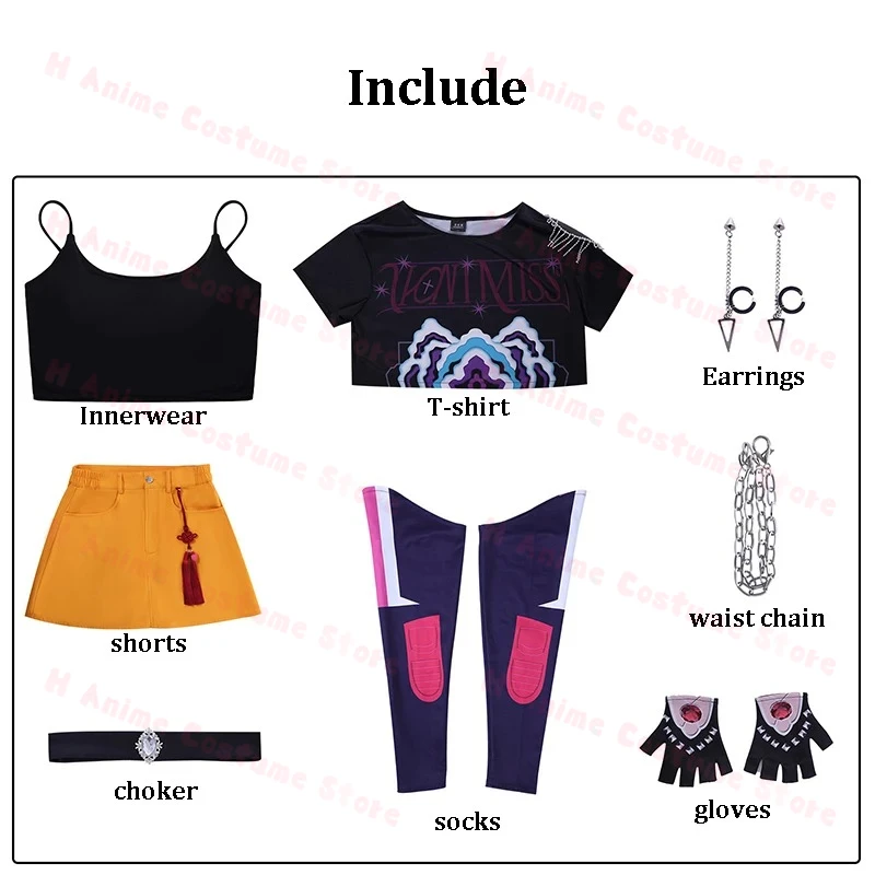 

KPop Demon Hunters Cosplay Costume Wig Rumi Zoey Mira Kotadoski Uniform Huntrix Anime Movie Halloween Women Girls Cos Outfit