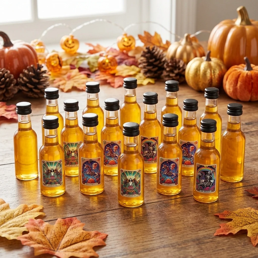 37pcs Halloween Party Bottles,with Caps and Themed Labels,Reusable,for Halloween Decorations,Party Gifts and Party Supplies，Hall
