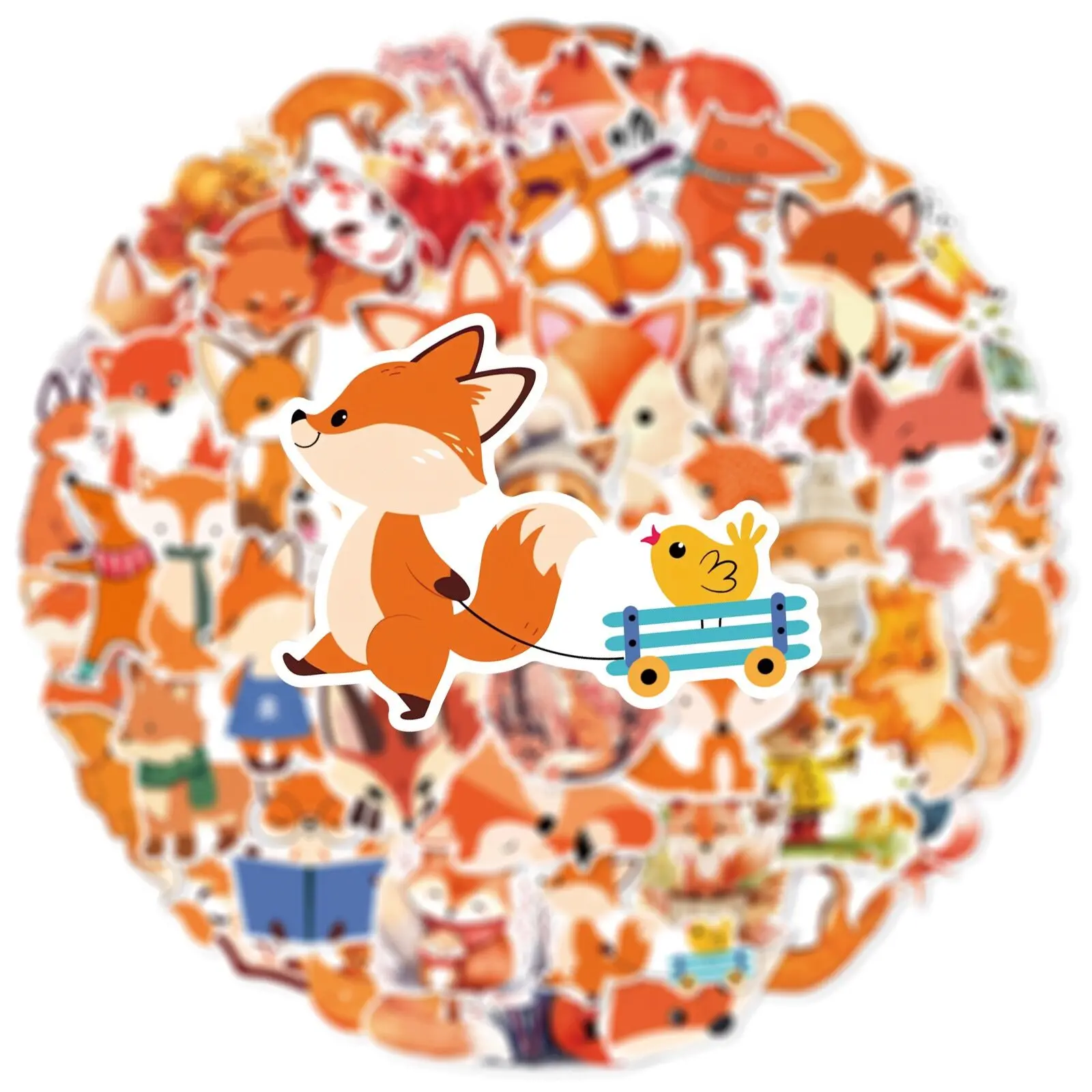 10/50Pcs Cute Animal Fox Cartoon Stickers Aesthetic DIY Skateboard Stationary Phone Waterproof Kawaii Decal Kids Toys Sticker