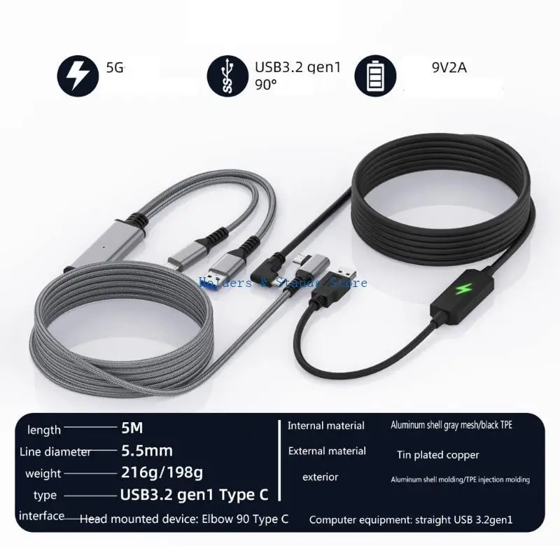 Y4UE /3 Quest2 Headset Gaming High Speed Data Transfer Charging Cord