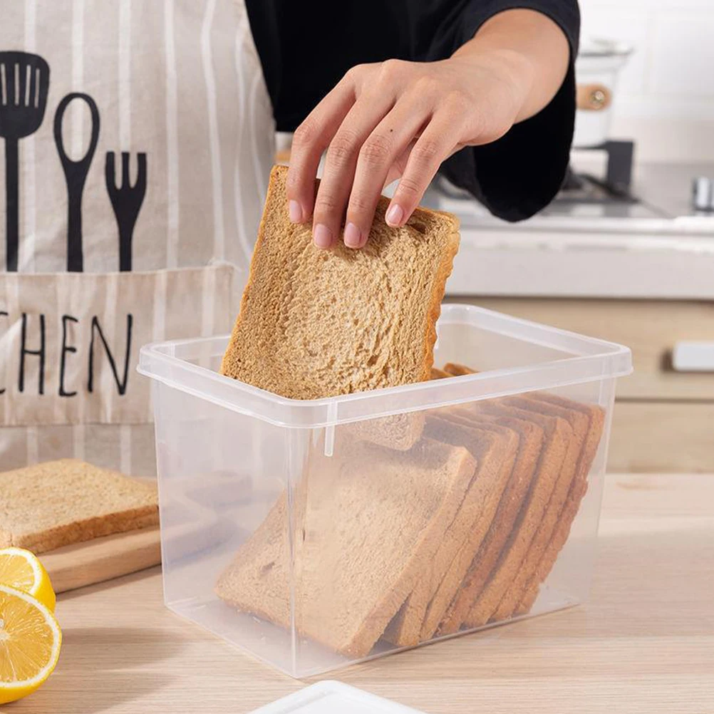 

2 Pieces Clear Bread Box Storage Container Airtight Holder Kitchen Counter Large Size Plastic Loaf Box Fresh Dustproof